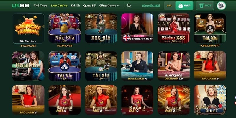 Trải nghiệm kho game đồ sộ tại Uk88 